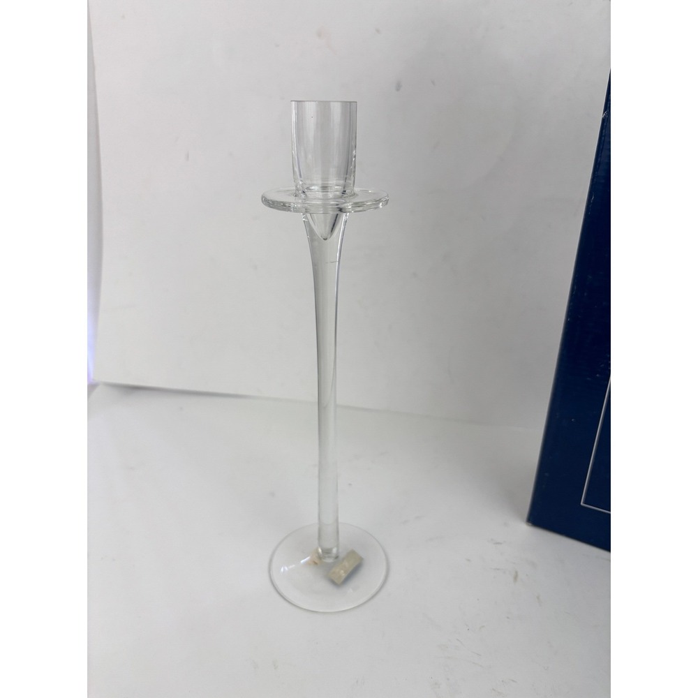 International Silver Co Clear Crystal Glass Candlestick Holder 10.5 Inch